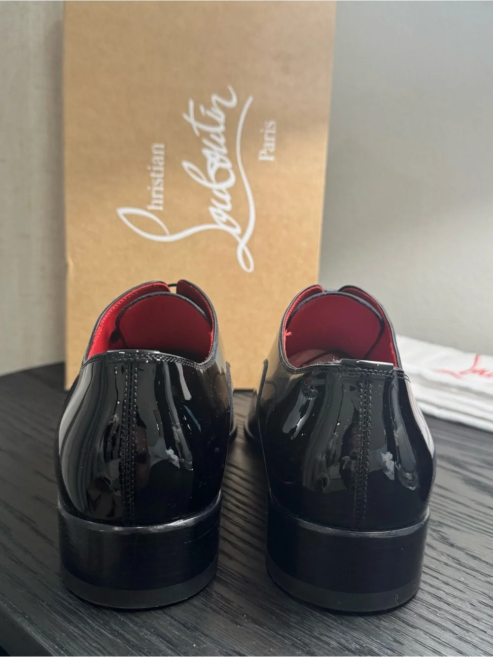 Christian Louboutin Pelvis Lace-Up Dress Shoes Patent Black 46
